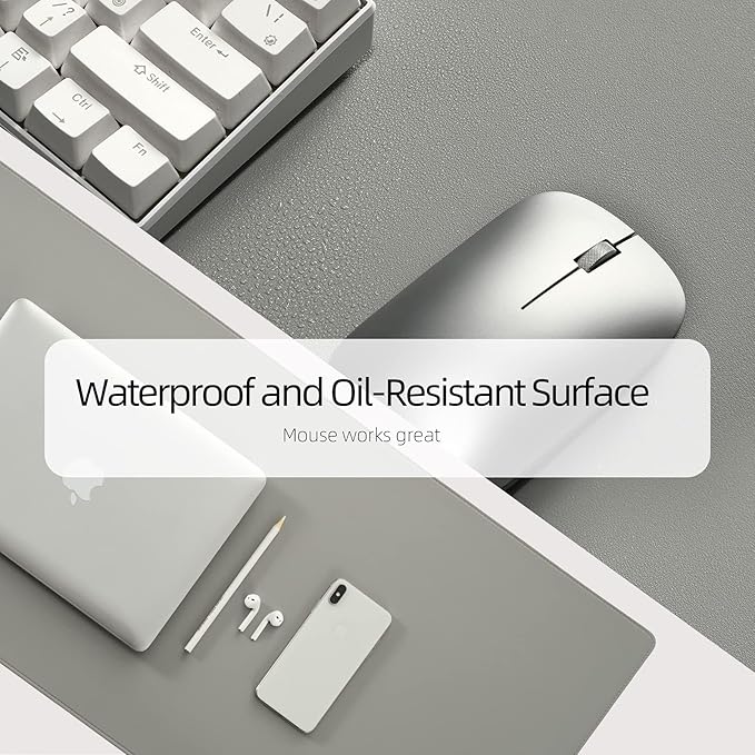 Wolaile PU Leather Desk Pad Blotter, Light Grey Waterproof Office Desktop Mat - Image 8