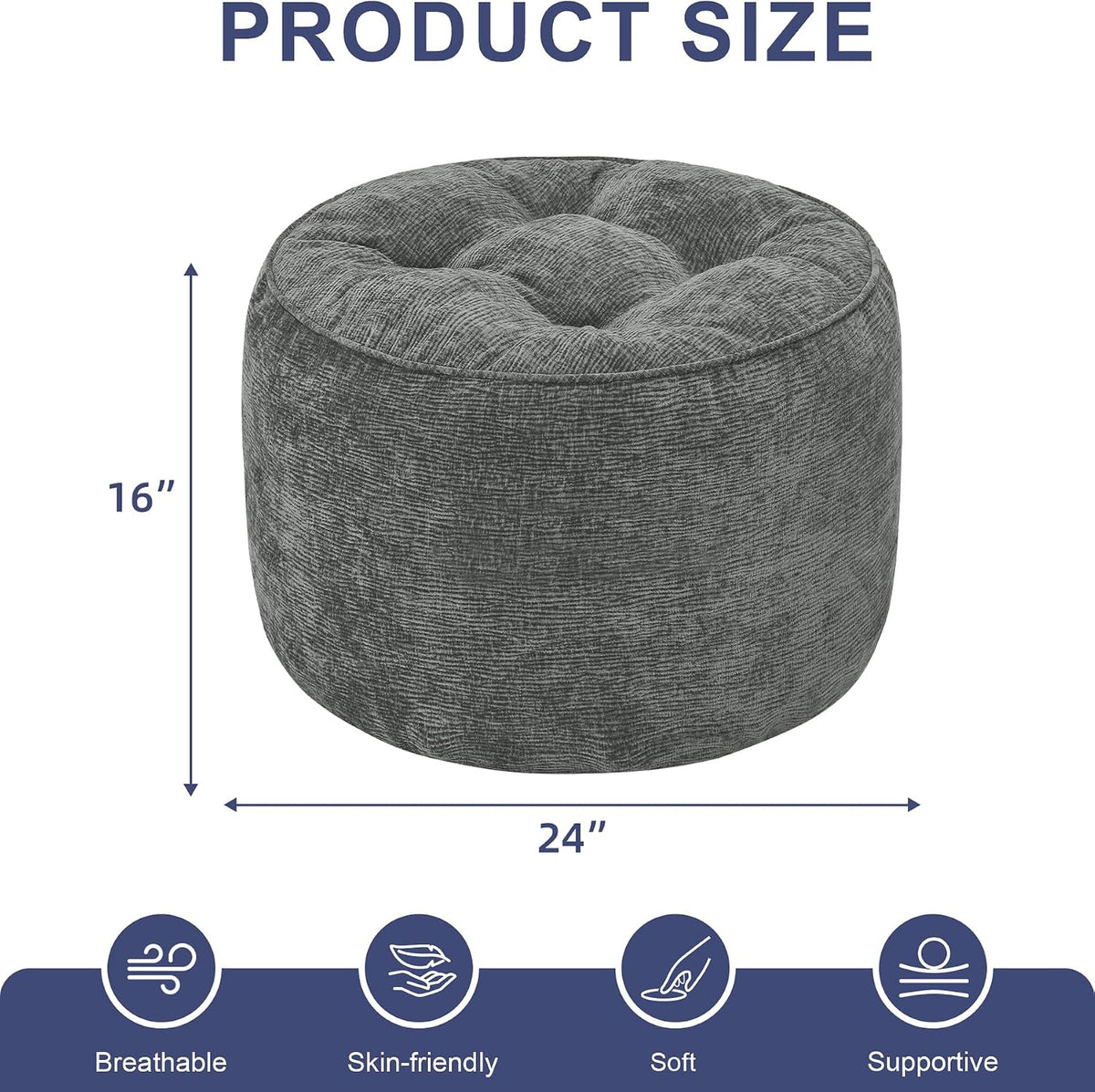 Hobestluk Round Oversized Ottoman Foot Leg Rest Under Desk for Couch