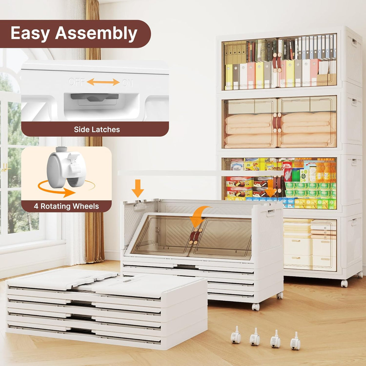 752QT Extra Large Stackable Storage Bins with Lids & Wheels
