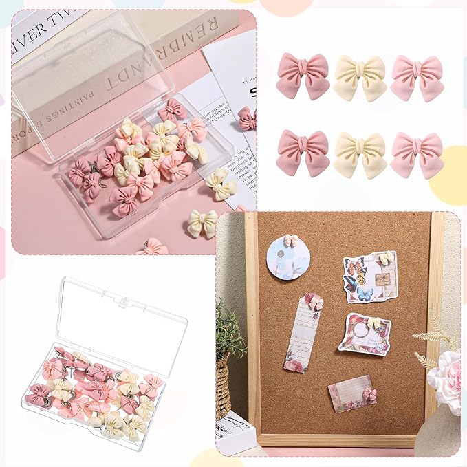 30 Pcs Bow Push Pins, Cute Bow Push Pins, Bulletin Board, Photo Wall, School - Image 5