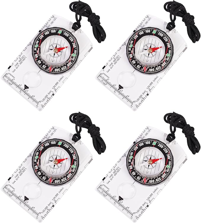 4 Pcs Outdoor Compass with Adjustable Declination, Scale. Multifunctional - Image 2