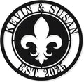 Personalized Fleur De Lis Metal Ring Sign Last Name Sign Monogram Wall Decor by HYTSIGN