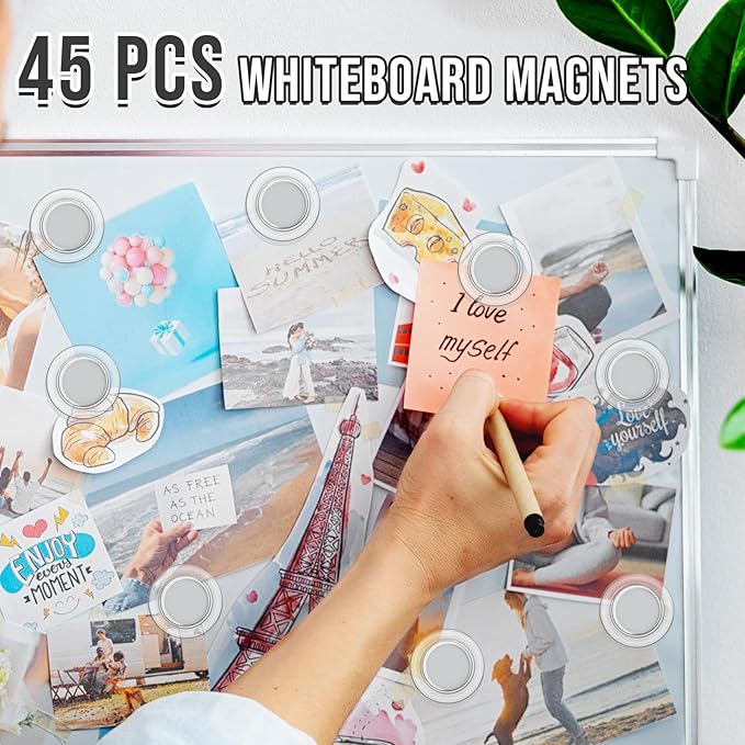VNDUEEY 45 Pcs Round Whiteboard Magnets, Fridge Magnet Decorative, Dry Board - Image 4