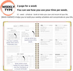 Undated Weekly Planner with Metal Corner Hardcover Notebook, A5 Size Journal - Image 4