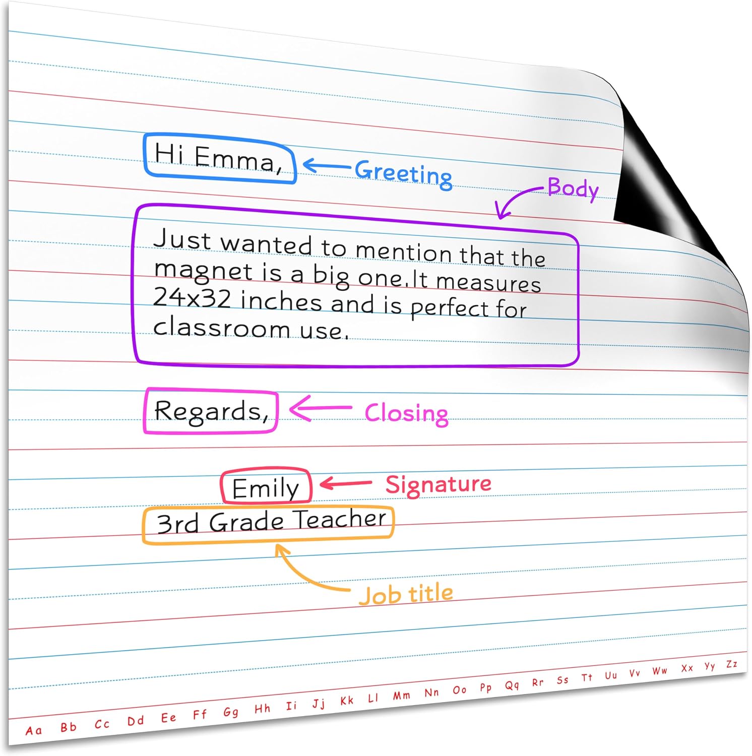 SCRIBBLEDO 30”x24” Large Magnetic Notebook Paper For Classroom Elementary Classroom Must Haves for Teachers Elementary Giant Dry Erase Magnetic Lined Paper for Whiteboard Third Fifth Grade Handwriting