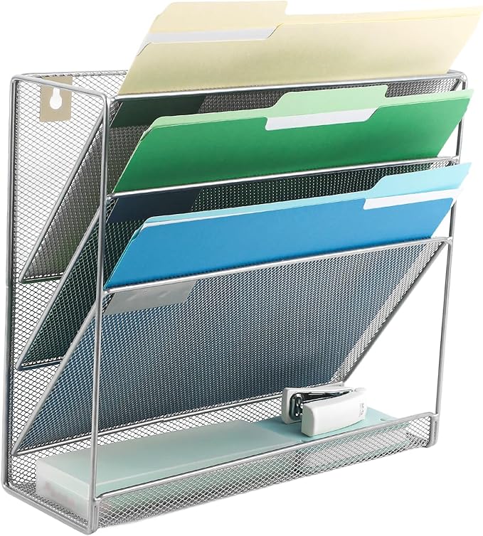 EASEPRES Desk File Organizer Mesh 4-Tier, Hanging Wall Mount Document - Image 7