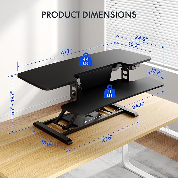FLEXISPOT 42 inch Electric Motor Desk Converter, Height Adjustable Motorized - Image 3