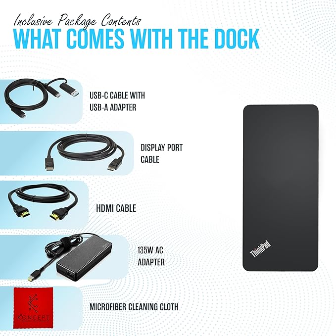 40AF0135US Lenovo Docking Station Dual Monitor Hybrid USB-C - Image 2