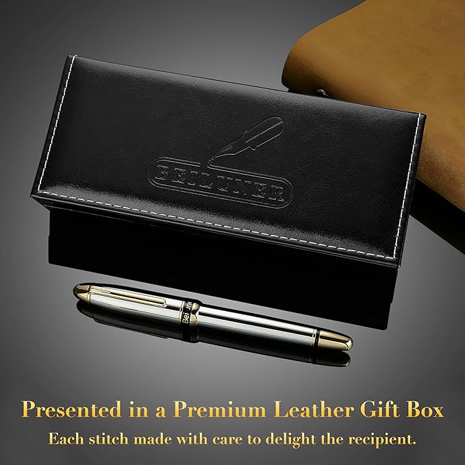 BEILUNER 315 Silver Chrome Fountain Pen, Stunning Luxury Pens - Image 5