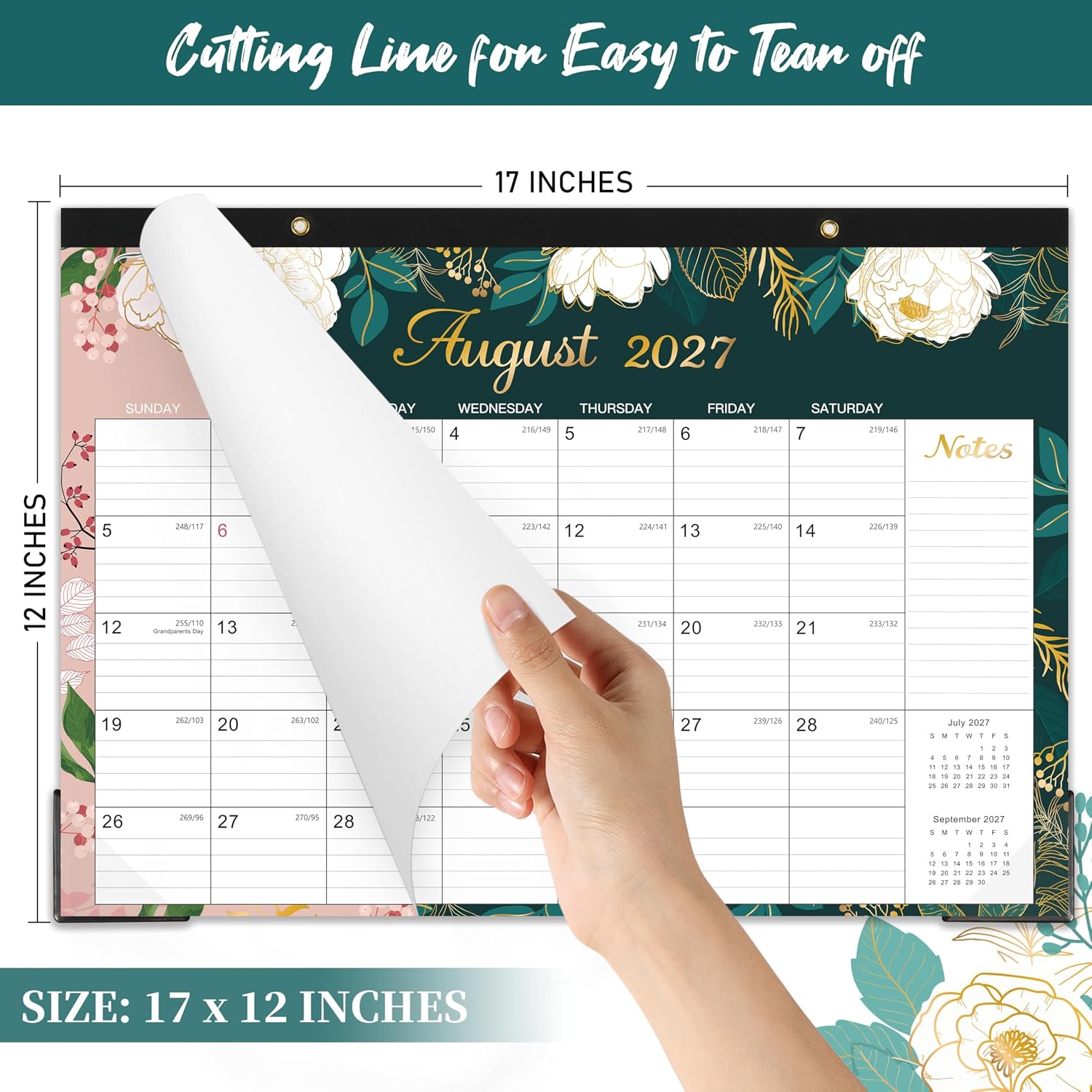 2027 Desk Calendar - Jan. 2027 - Dec. 2027, 12 Months Large Monthly Desk Calendar 2027, 17" x 12", Desk Pad, Large Ruled Blocks, To-do List & Notes, Best Desk/Wall Calendar for Planning or Organizing