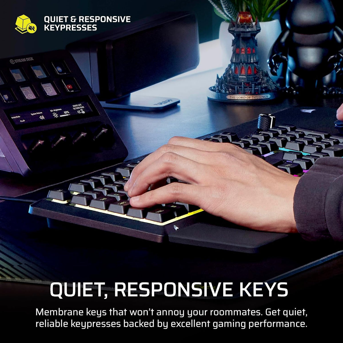 Corsair Skiff 100 Quiet RGB Wired Gaming Keyboard – US QWERTY – Black