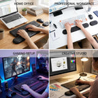 Wrist Rest for Keyboard and Mouse, Ergonomic Memory Foam Keyboard Set with Non-Slip Base, Soft Arm Cushion & Palm Support for Office, Home, Gaming & Laptop Typing, Reduces Fatigue & Strain, Black