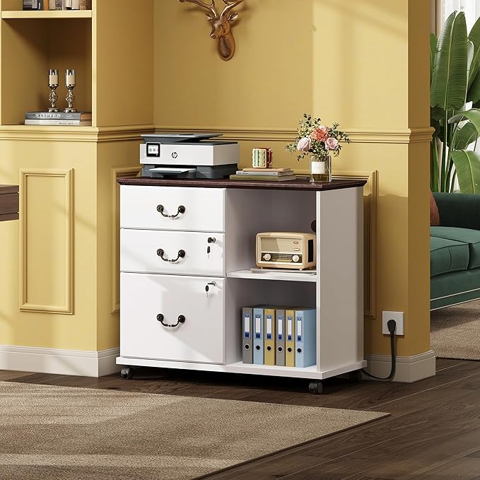 DEVAISE 3 Drawer File Cabinet, Wood Lateral Filing Cabinet - Image 2