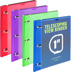 WOT I 1 Inch Telescoping 3 Ring Binder 4 Pack, Expandable Flexible Binder by WOTI