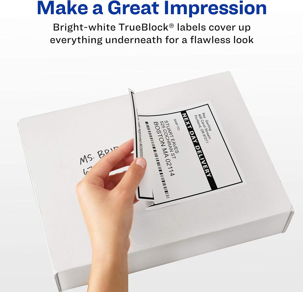 Avery Shipping Address Labels - Laser Printers, 5,000 & 3,000 Labels, 2x4 & 3-1/3x4 Sizes, Permanent Adhesive TrueBlock