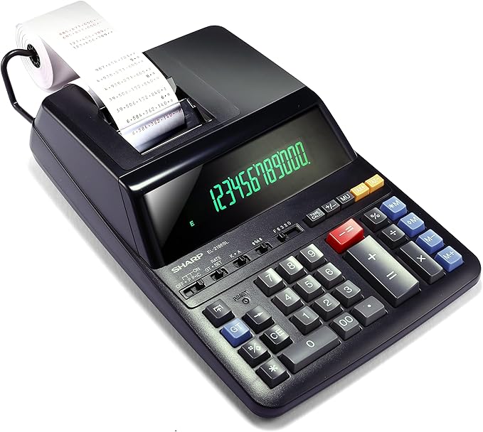 Sharp 12-Digit Print Calculator Desktop Size Adding Machine, Large Easy-to-Read by SharpCalculators