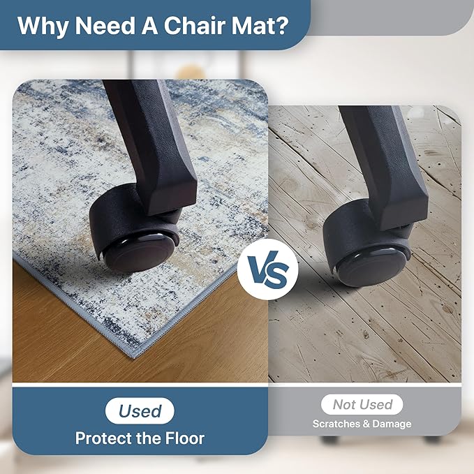 Office Chair Mat for Hardwood Tile Floor, Abstract 48"X 60" Desk Mats for - Image 5