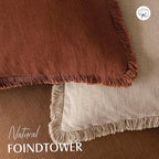 Foindtower Set of 2 Decorative Linen Fringe Throw Pillow Covers Boho Farmhouse - Image 4