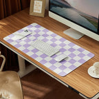 Ohocut Checkered Desk Mat, 31.5" x 15.7" Large Cute Purple Aesthetic Retro Girl by Ohocut