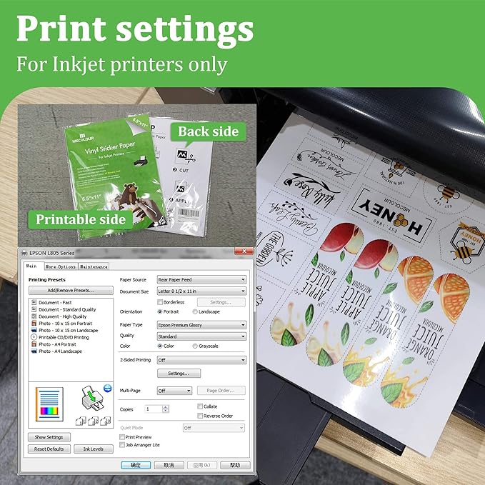 MECOLOUR Clear Sticker Paper for Inkjet Printer -95% Transparent 8.5x11 Inch - Image 4