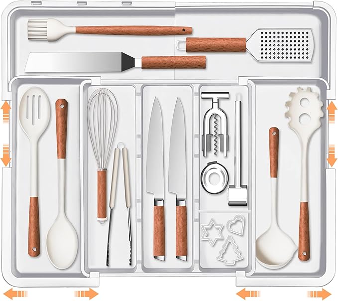 Spaclear Large Utensil Drawer Organizer Expandable Silverware Organizer by Spaclear