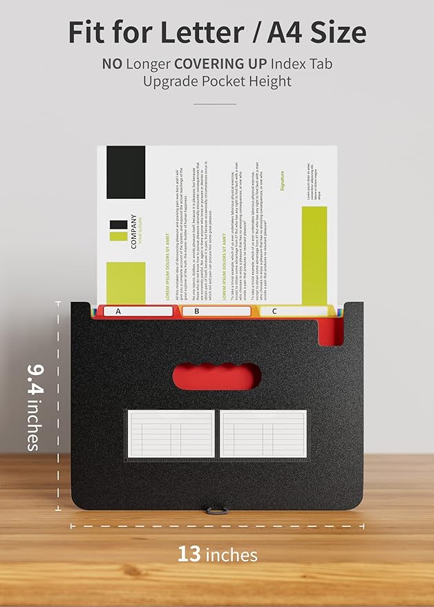 ABC life 26 Pockets Expanding File Folder, Letter A4 Accordion File Organizer - Image 3
