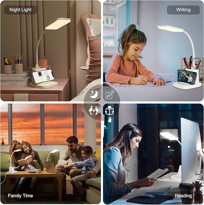 LED Desk Lamp with Wireless Charger, Sailstar White Desk Light with Pen Holder - Image 7