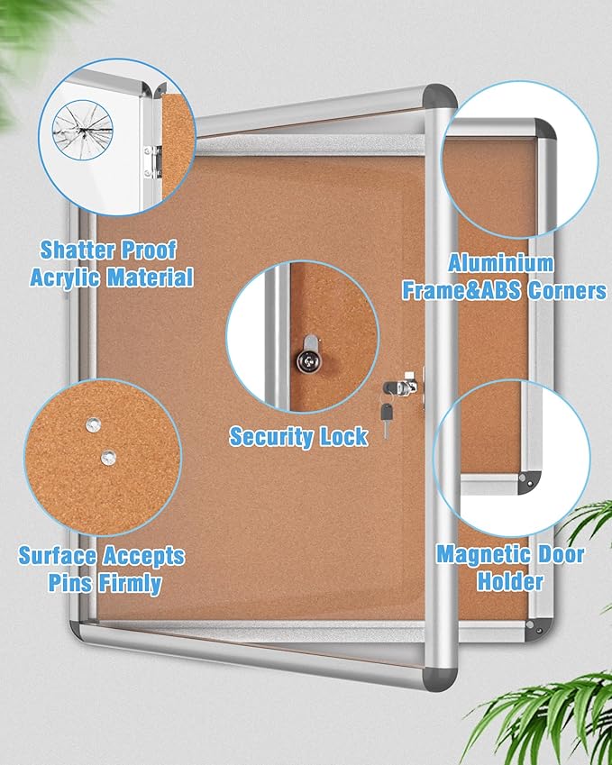 Mifuro 2 Pack 38"x38" Enclosed Bulletin Board, Lockable Weather-Resistant - Image 3