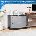 PEUKC 2 Drawer File Cabinet, Lateral Filing Cabinets - Image 8