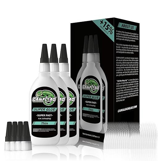 Thin Super Glue Liquid Kit 9.2 oz, All Purpose Clear Superglue by CAMALEAO