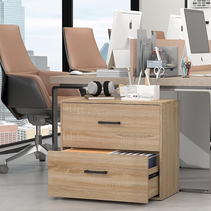 FATIGOS 2 Drawer Lateral File Cabinets, Wooden File Cabinets - Image 2