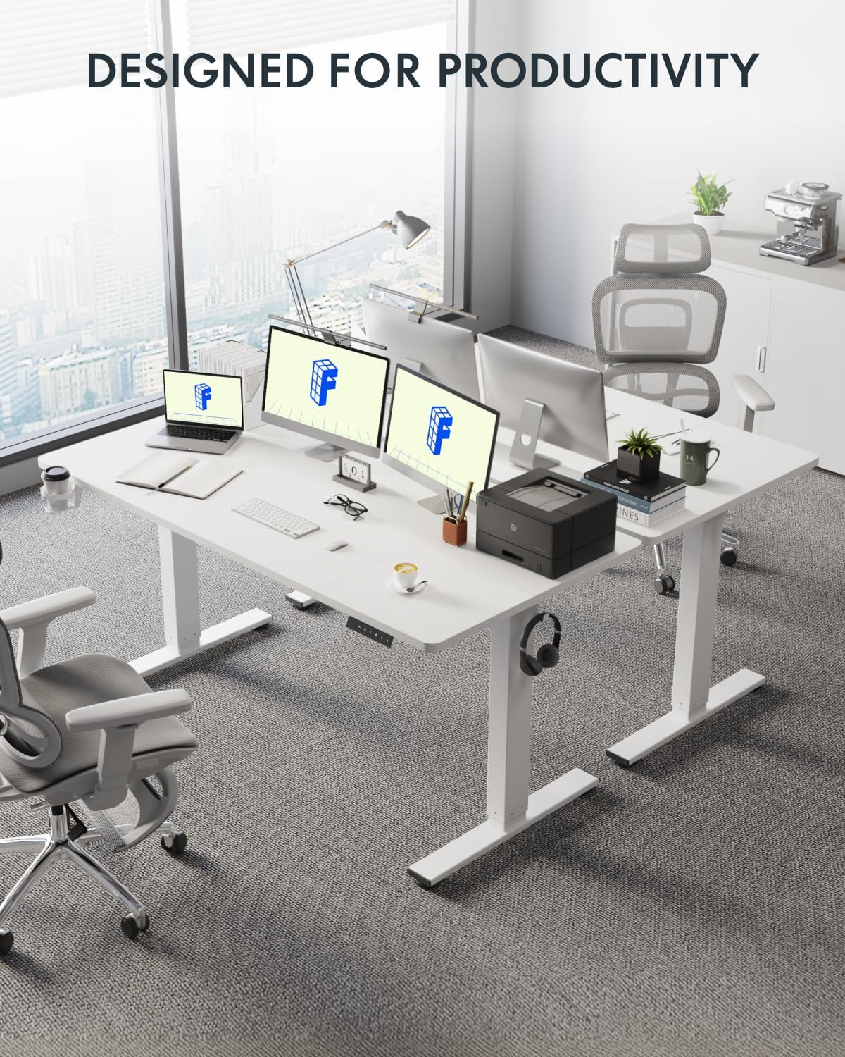 FLEXISPOT 63"x32" Height Adjustable Commercial Office Standing Desk