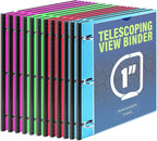 WOT I Telescoping 3 Ring Binder 1 Inch 12-Pack, Expandable Flexible Binder by WOTI