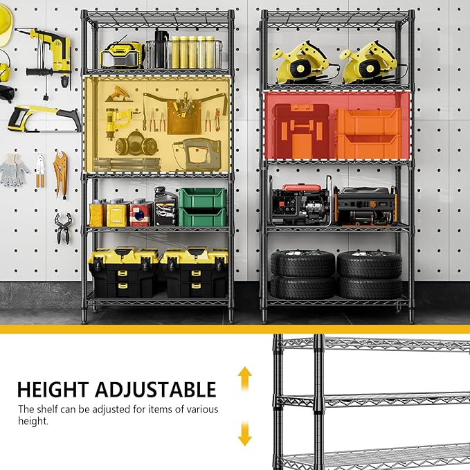 M MZG 1250 lbs 5 Tier Shelf Metal Storage Shelves Shelving Wire Rack Heavy Duty - Image 7
