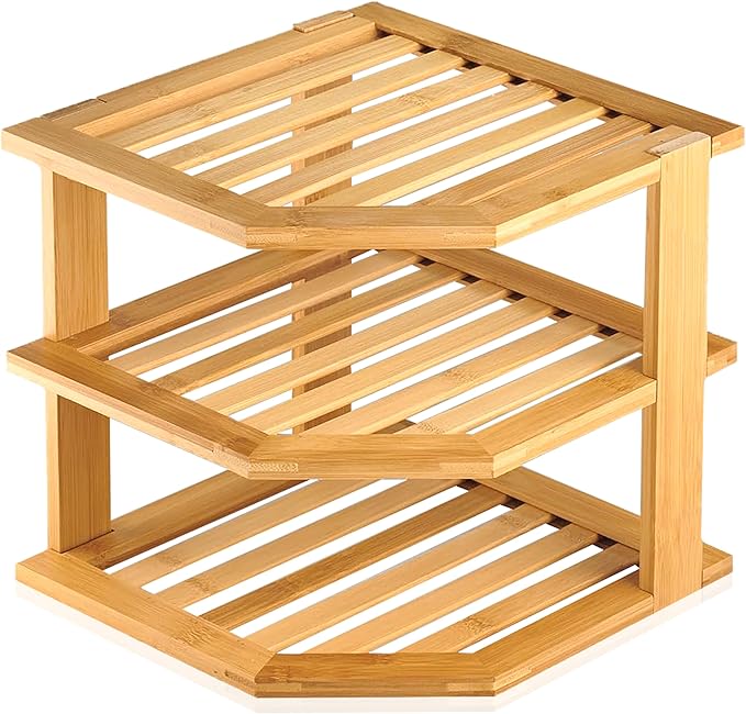 RoyalHouse Bamboo 3-Tier Corner Shelf Organizer - Image 6