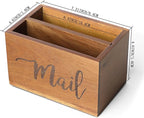 LBEMEY Mail Holder Storage Organizer Box, Acacia Wood Mail Organizer Countertop - Image 3