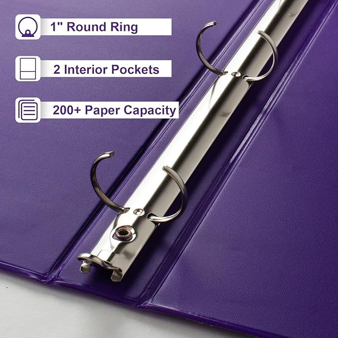 CIXILDTS 1-Inch Round Ring Binder, Standard 3 Ring Binder Fit Letter Size Paper - Image 4