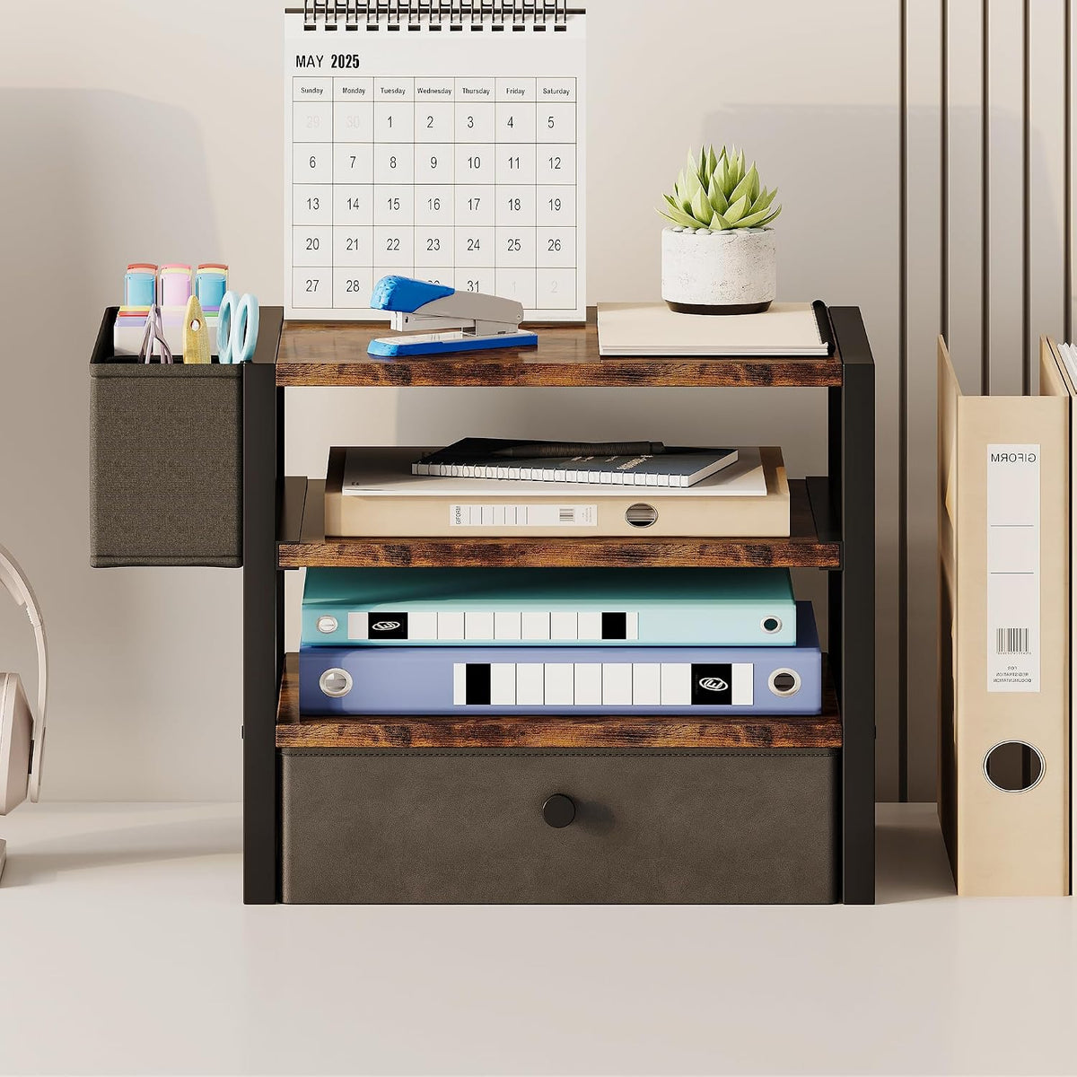 desk organizers and accessories, 4-tier paper letter tray, side view