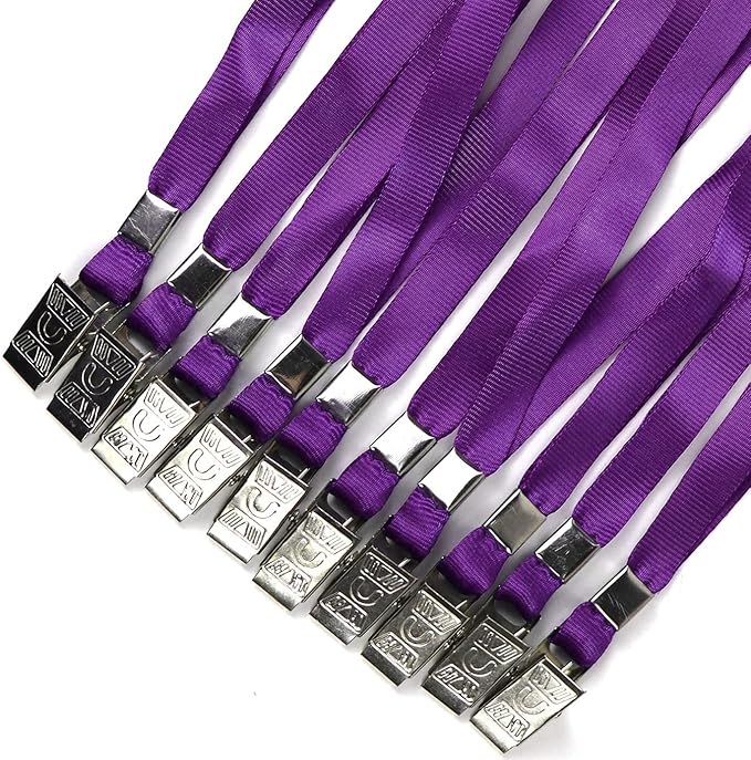 Beebel Purple Lanyards 100 Pack Nylon Flat Badge Lanyard - Image 6