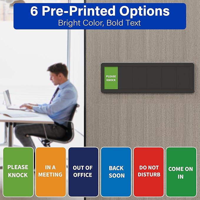 Office Door Signs with 6 Printed Status Options – Do Not Disturb, Out of Office - Image 6