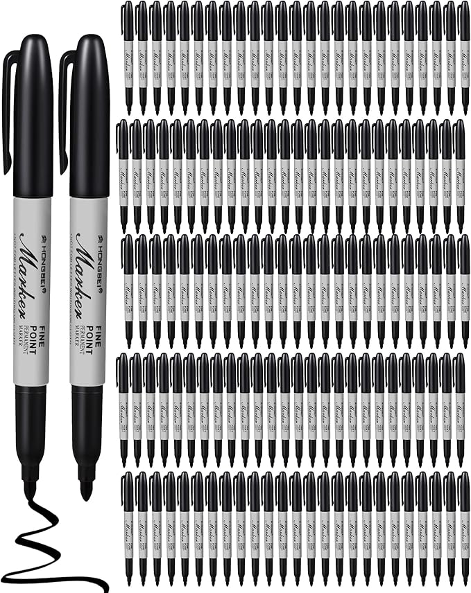 Thenshop 100 Pack Black Permanent Markers Bulk by Thenshop