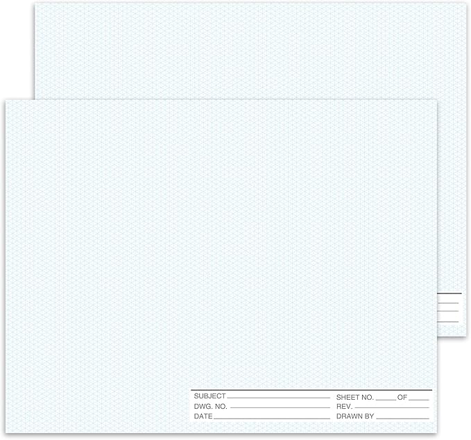 2 Pack 50 Sheets 22" x 17" Isometric Graph Paper Pad Landscape by gisgfim