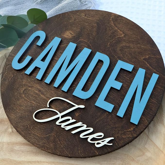 Custom Round Nusery Name Sign, Personalized 3D Baby Name Announcement Sign - Image 6