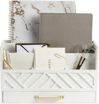 BLU MONACO White Wooden Mail Organizer by Blu_Monaco