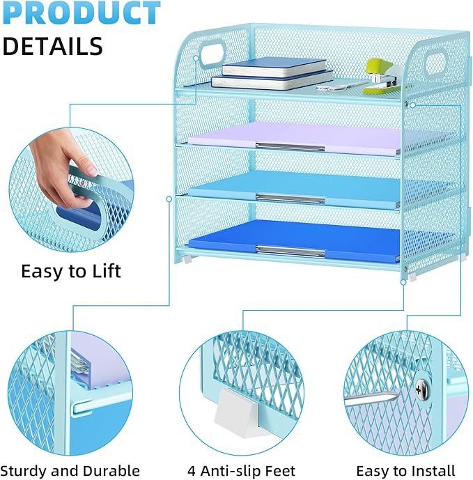 Marbrasse 4 Tier Paper Organizer Letter Tray - Image 4