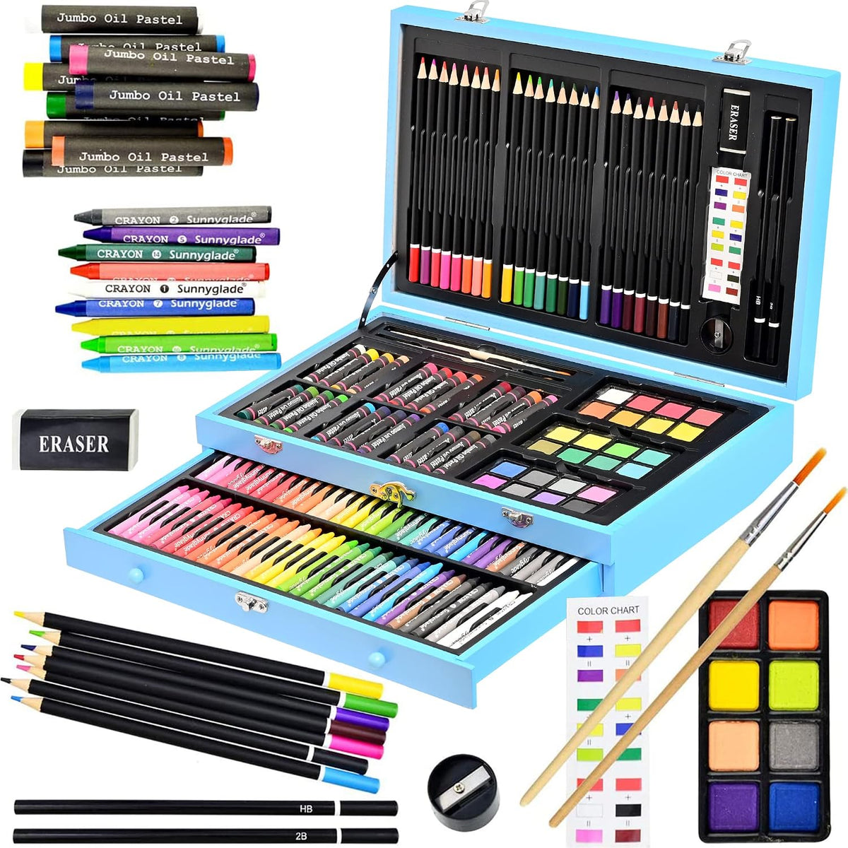 sunnyglade 145 piece deluxe art set wooden art, main product view