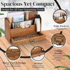 Flexzion 3 Tier Wooden Desk Organizer - Image 4