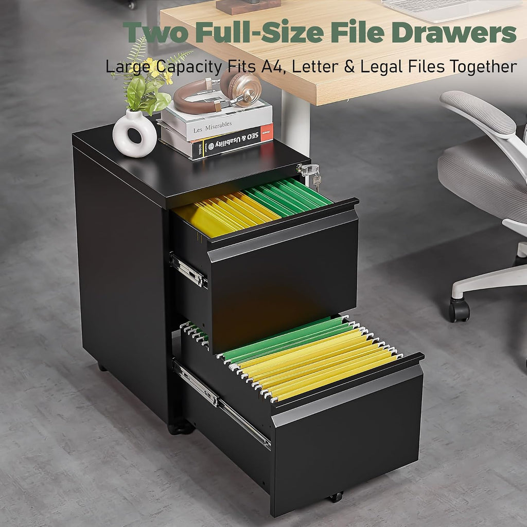 guizeeopo 2 drawer locking file cabinet, fully assembled, view 9