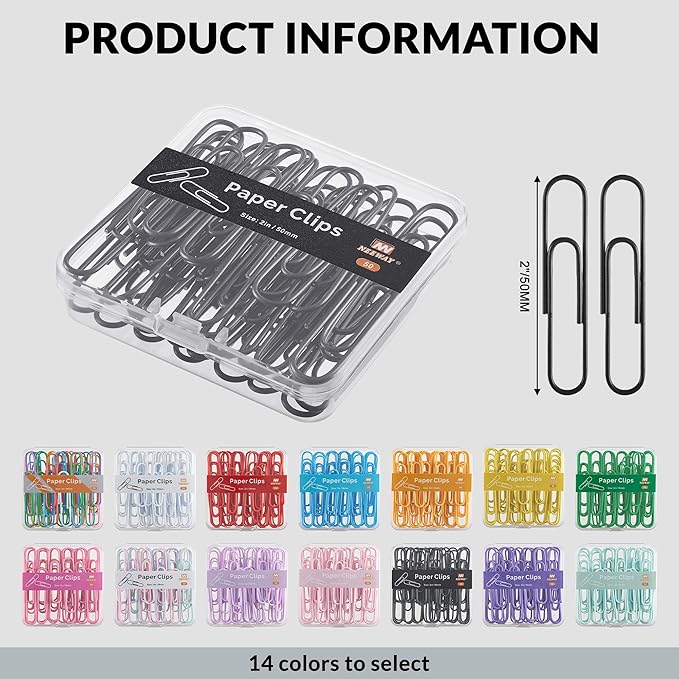 NEEWAY Colorful Large Paper Clips, 2 Inch Jumbo Paper Clips, 3 Pack of 50 - Image 2