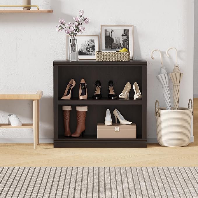 blini 2-Shelf Bookcase Wooden Bookshelves 33in Wide Floor Standing Display - Image 7